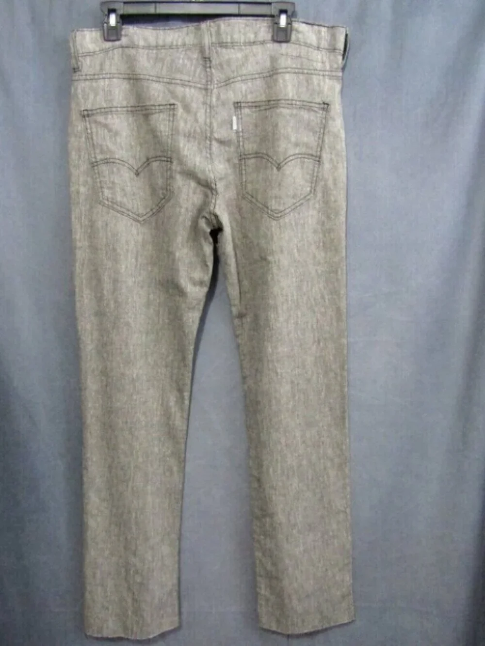 Levis Linen Cotton Blend Pants Mens 31 Measure 33 x 29 Black Beige Raw Hem New